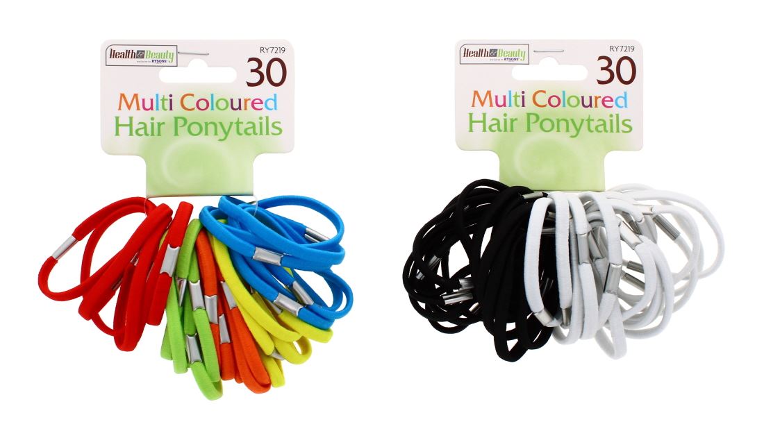 30PC RYSONS MULTI COLOURED HAIR BOBBLES