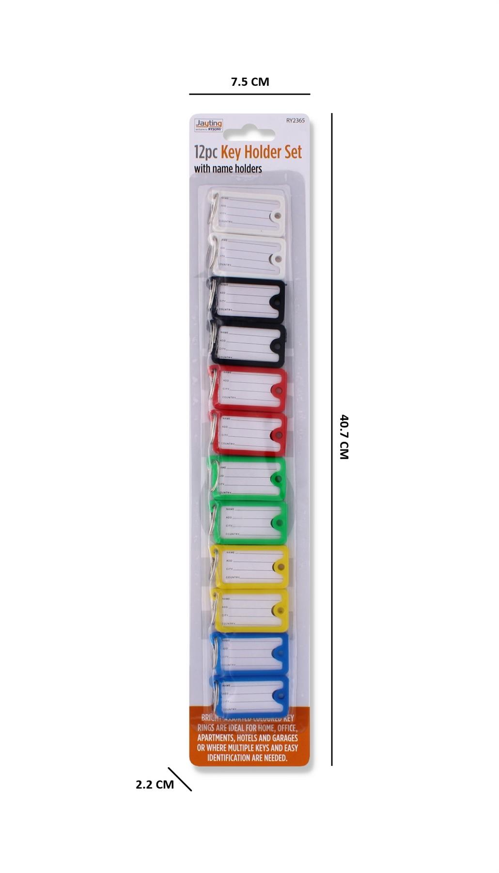 12PC ASSORTED KEY HOLDER SET W/ NAME HOLDERS