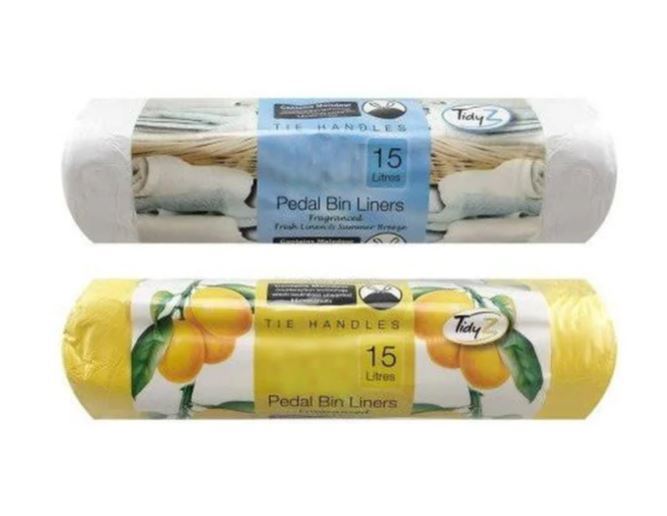 15PK FRAGRANCED SWING BIN LINERS W/TIE HANDLES