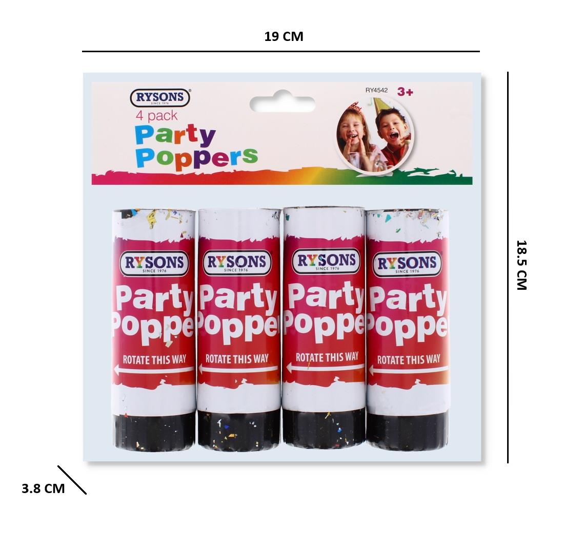 RYSONS 4PK PARTY POPPERS