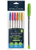 6PK ASSORTED STALLION MULTICOLOURED BALLPOINT PENS