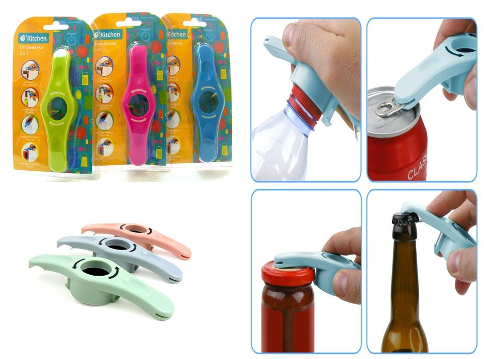 4 IN1 ASSORTED PLASTIC BOTTLE OPENER