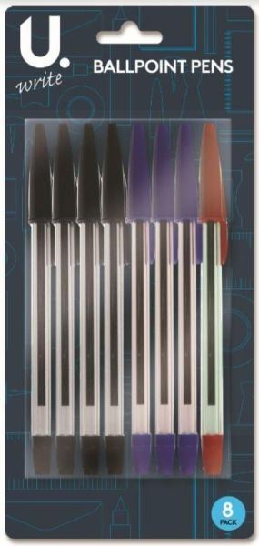 ASSORTED U WRITE BALLPOINT PENS