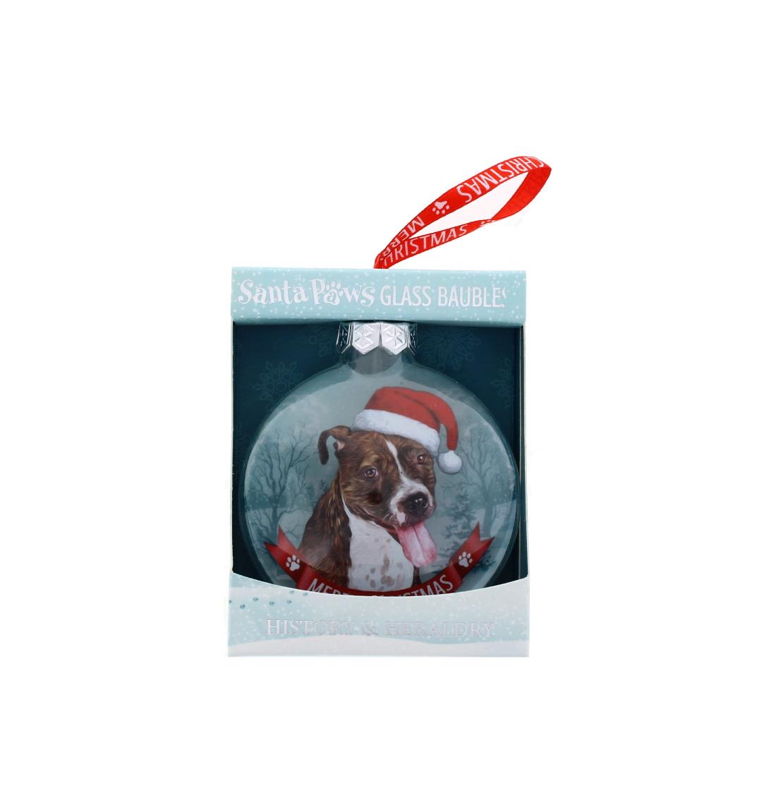 Santa Paws Glass Bauble Brindle Border Terrier