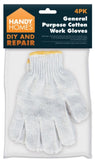 4PK COTTON WORK GLOVES