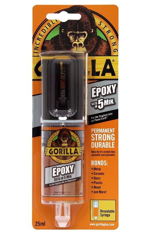 GORILLA EPOXY GLUE W/ RESEALABLE SYRINGE 25ML