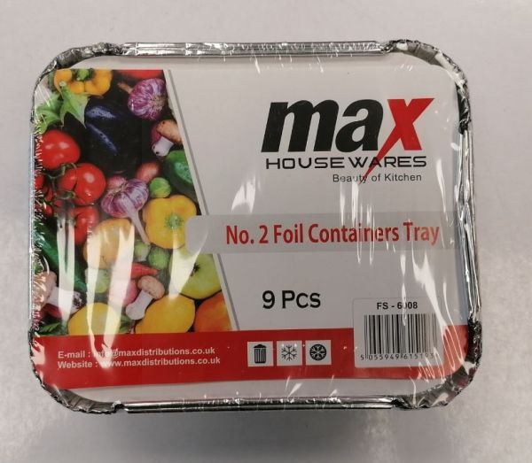 MAX HOUSE WARES RECTANGLE FOIL CONTAINERS WITH LIDS 9 PACK