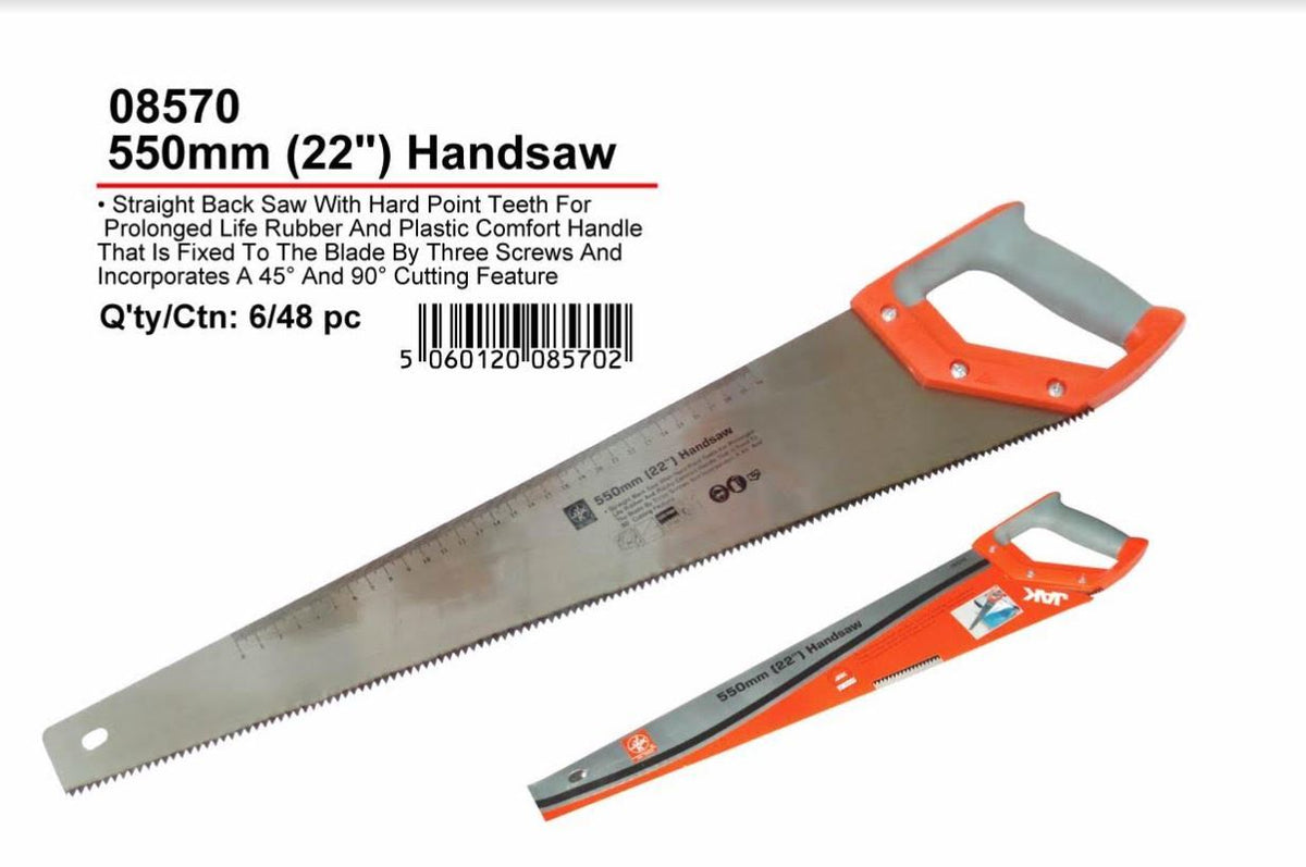 STRAIGHT BACK HANDSAW W/ RUBBER/PLASTIC HANDLE 550MM