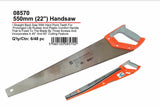STRAIGHT BACK HANDSAW W/ RUBBER/PLASTIC HANDLE 550MM