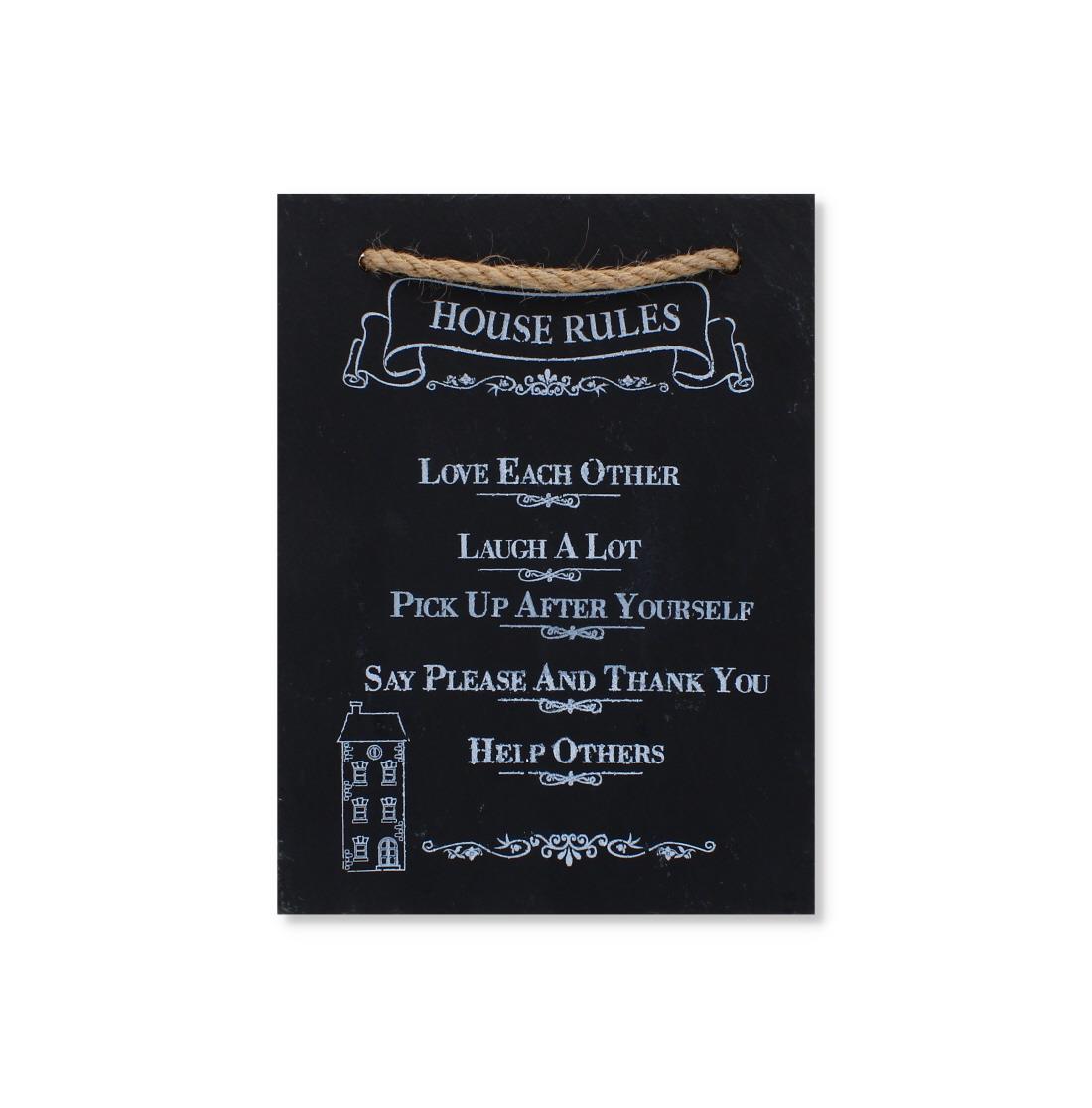 WALL PLAQUE GREY SLATE HOUSE RULES