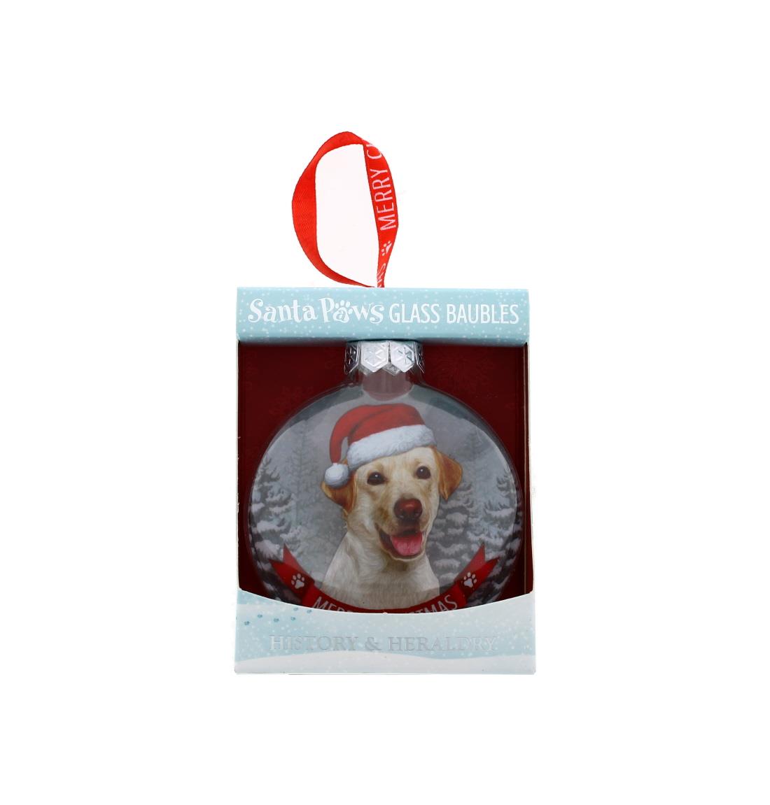 Santa Paws Glass Bauble Labrador Yellow