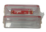 MAX HOUSE WARES 500ML SIGMA RECTANGLE CLIP LOCK CONTAINER 2 PACK RED AND WHITE