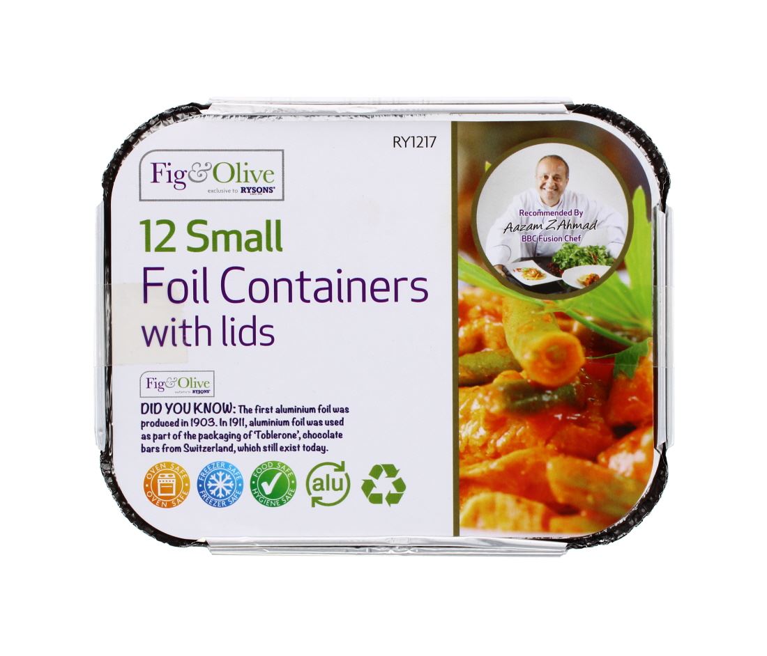 12 SMALL FOIL CONTAINERS W/LIDS