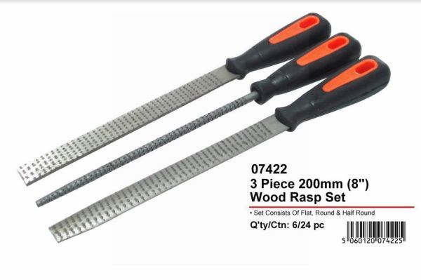 3PK ASSORTED 200MM HEAVY DUTY WOOD RASP SET