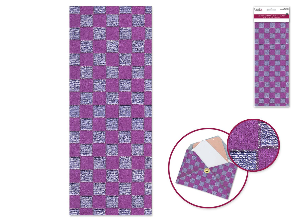 DESIGNER FABRIC CROP-IT STICKER CHEX VIOLET
