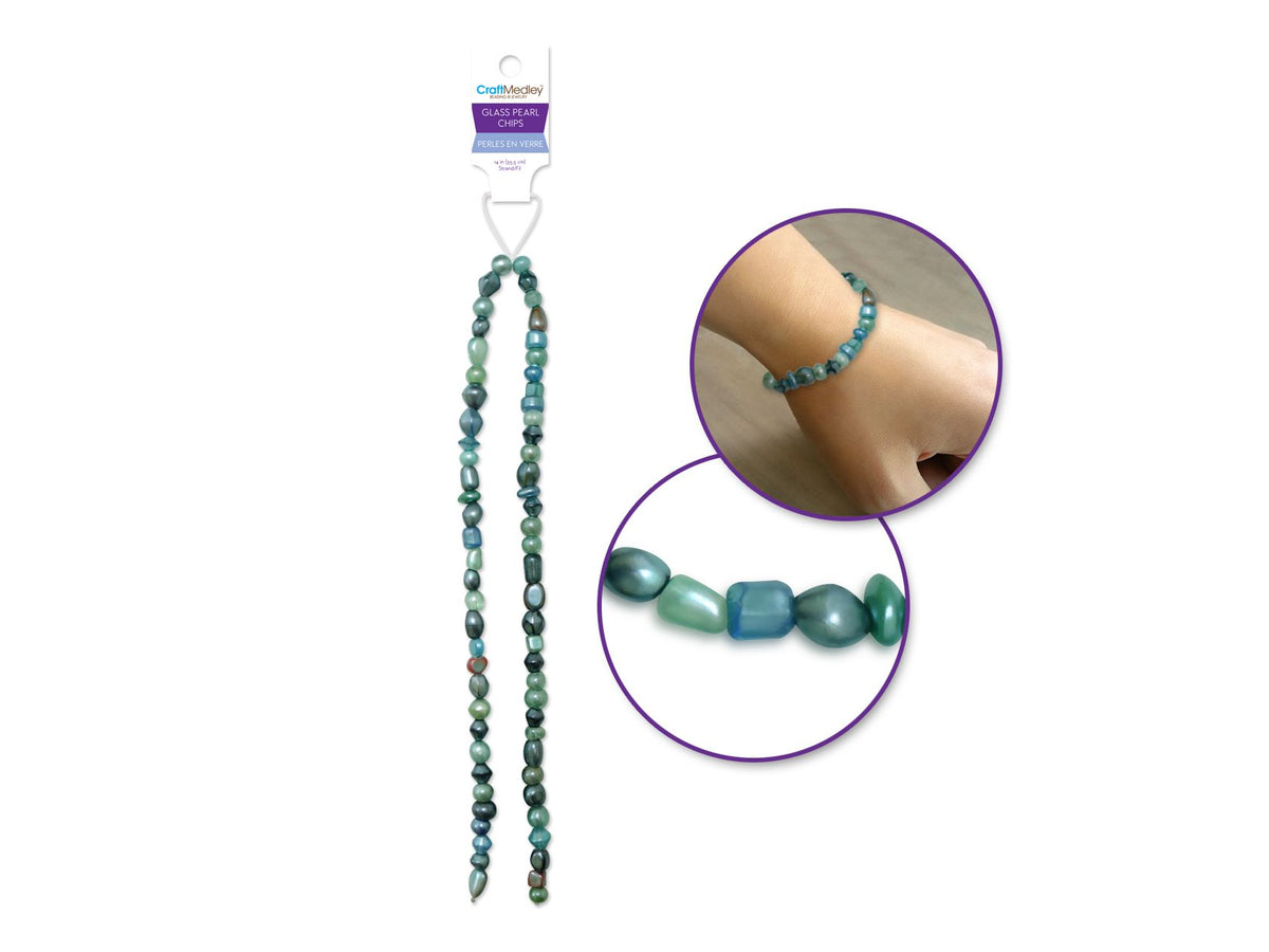 GLASS PEARL CHIPS 35.5CM STRAND SEA BREEZE