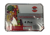 MAX HOUSE WARES RECTANGLE FOIL CONTAINERS WITH LIDS 4 PACK