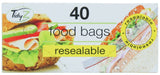 40PK TIDYZ RESEALABLE FOOD BAGS