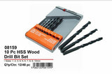 10PK JAK HSS WOOD DRILL BIT SET
