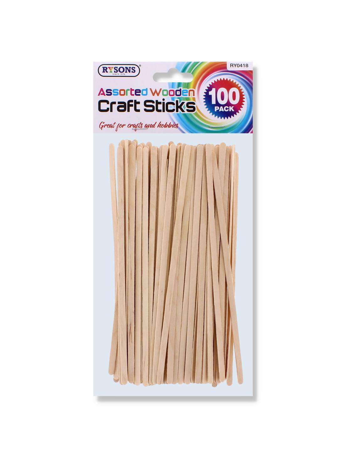 100PC ASSORTED WOODEN CRAFT STICKS