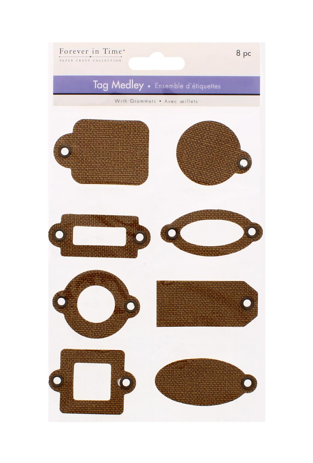 8 PC TAG MEDLEY BURLAP