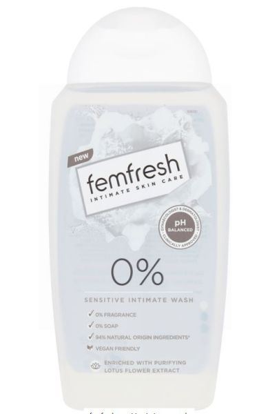 250ML FEMFRESH 0% SENSITIVE INTIMATE WASH