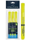 3PK CHISEL TIP HIGHLIGHTER PENS-YELLOW INK
