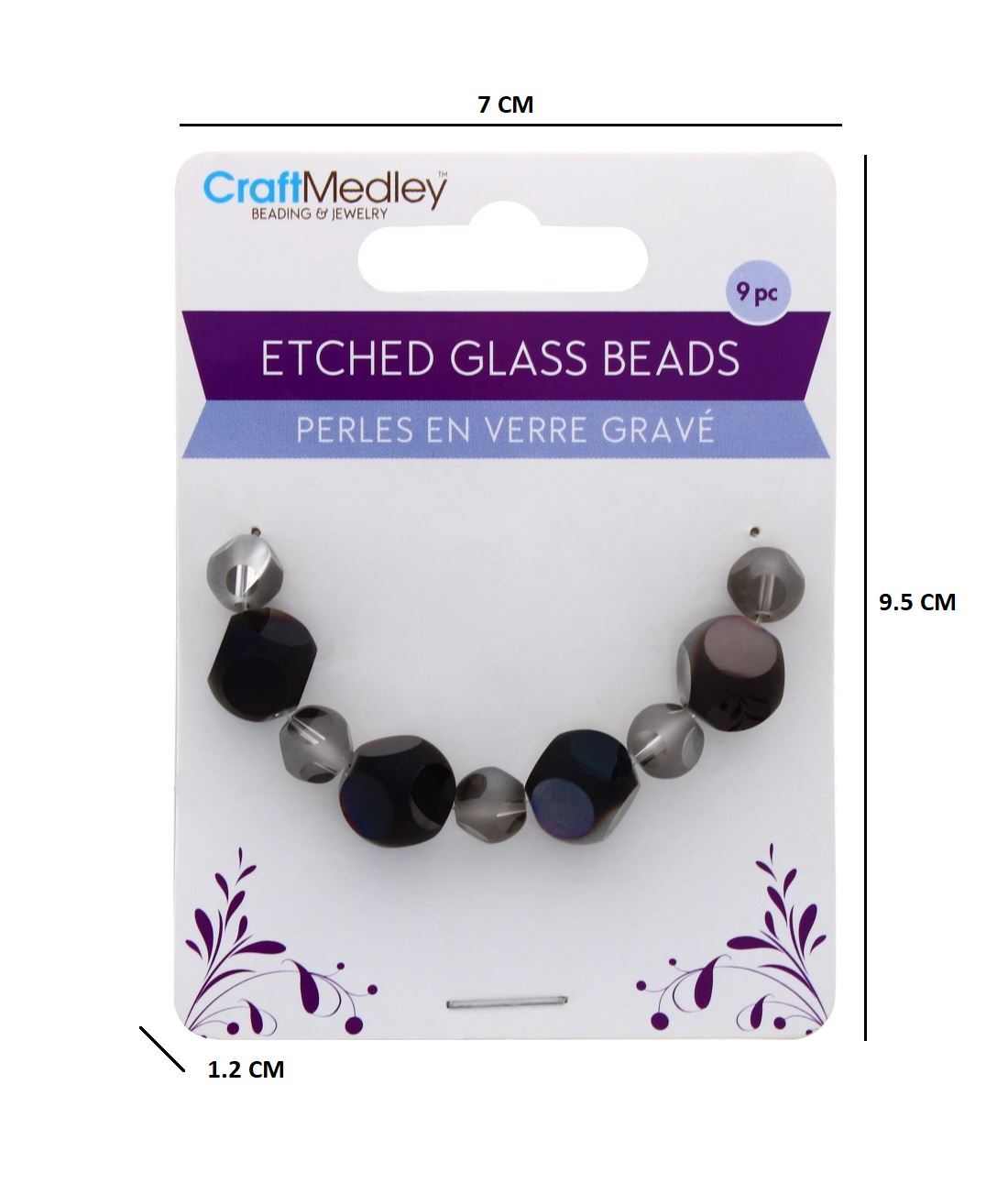 9 PC ETCHED GLASS BEADS CLASSIC