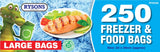 250 LRG FREEZER& FOOD  BAGS (22cm x 28cm) Approx.