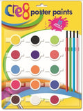 CRE8 15 POSTER PAINT, 4 BRUSHES SET
