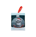 Santa Paws Glass Bauble Silver Tabby Cat