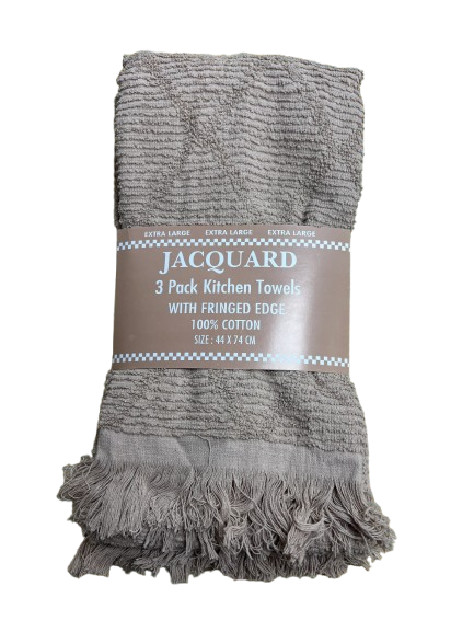 Home'n'Living Jacquard Kitchen Towels With Fringed Edge 3 pack