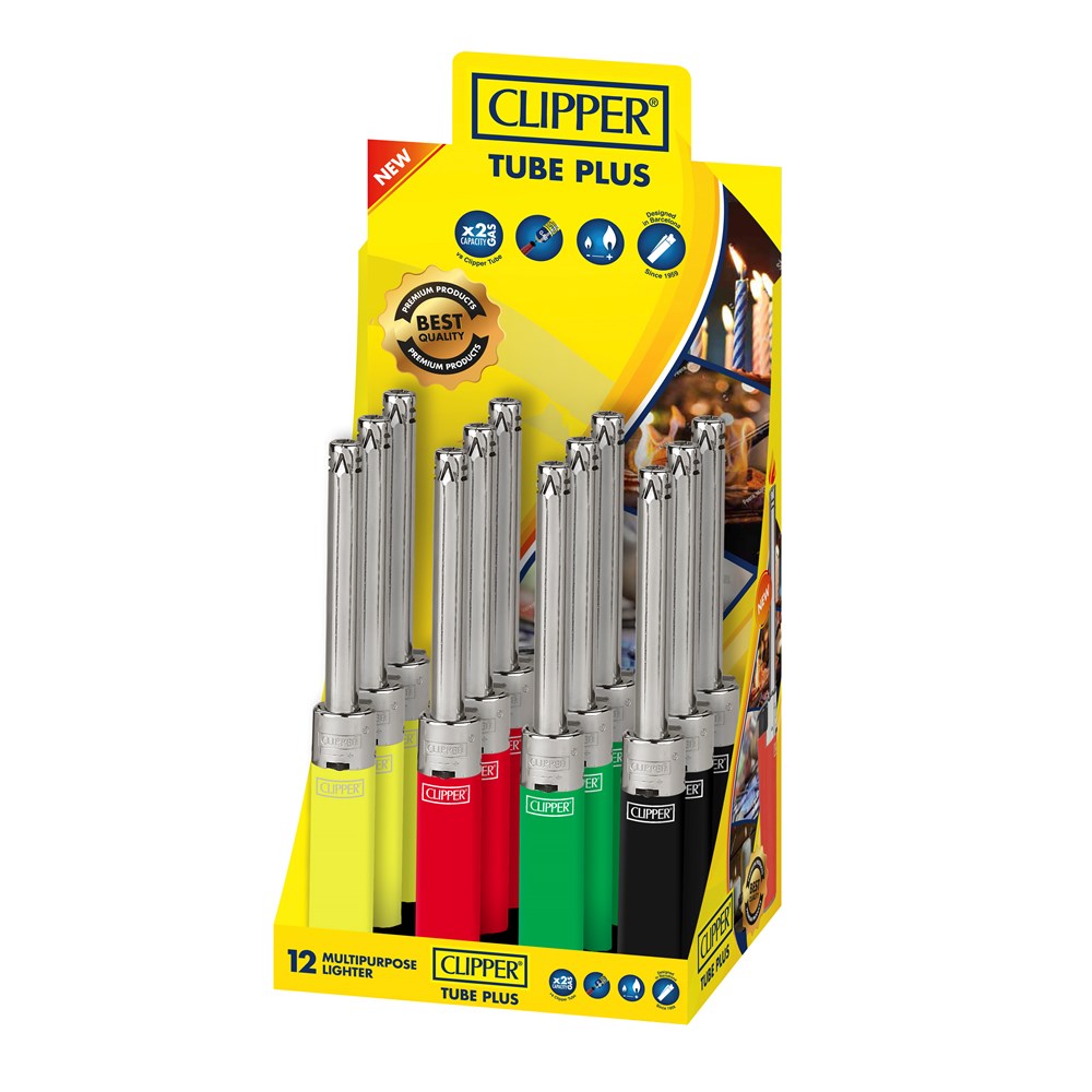 Clipper Tube Plus Lighters Solid Colours 12 pack